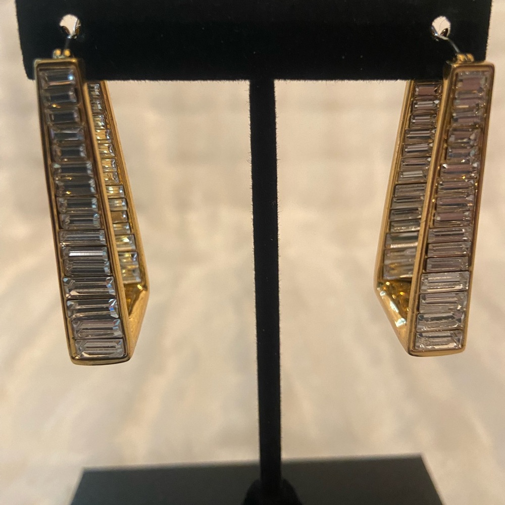 Vince Camuto Gold with Baquettes Geometric Earrings - Picture 2 of 9